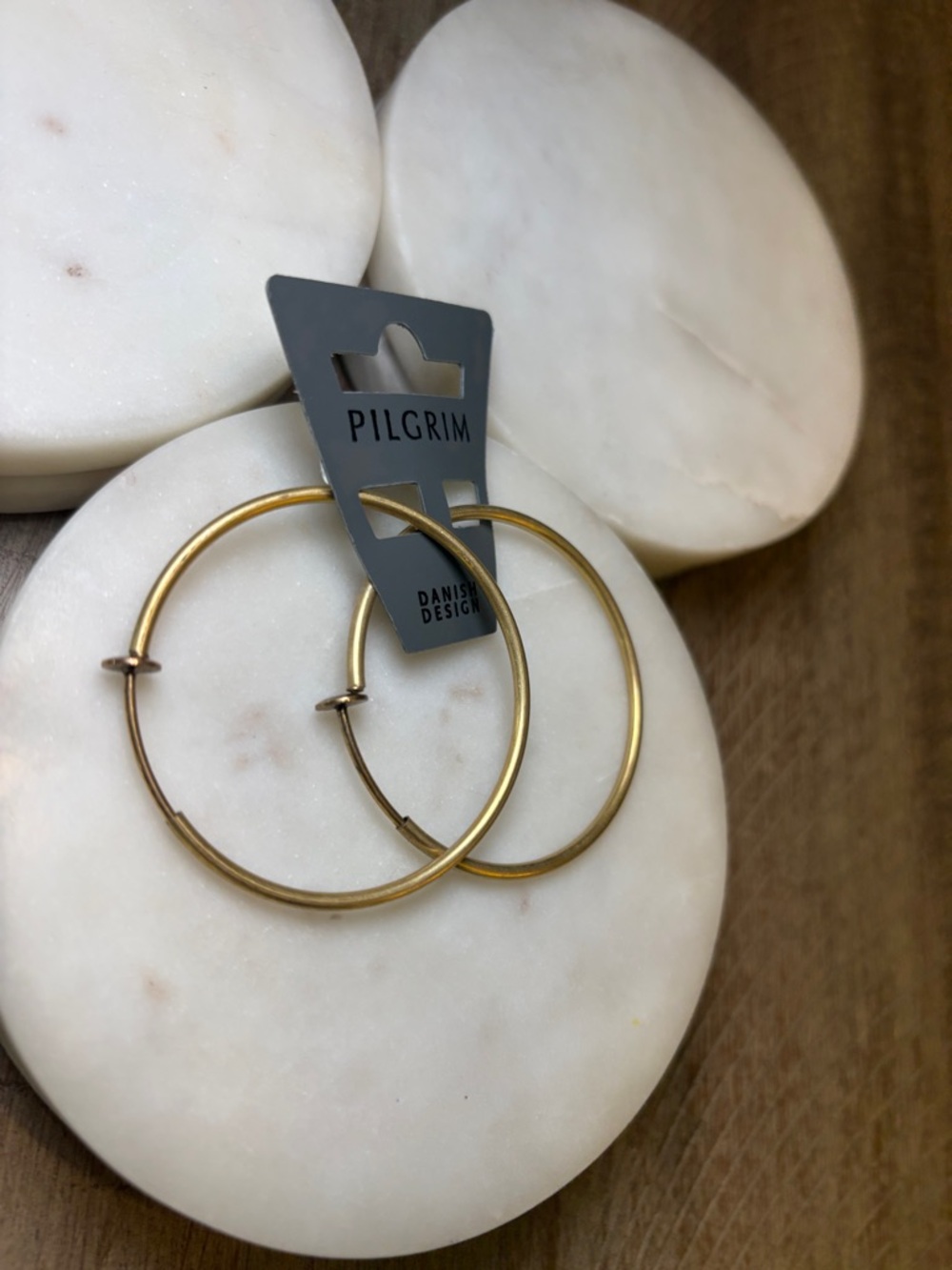 235 Pilgrim Gold-Tone Thin Hoop Earrings - Picture 3 of 7